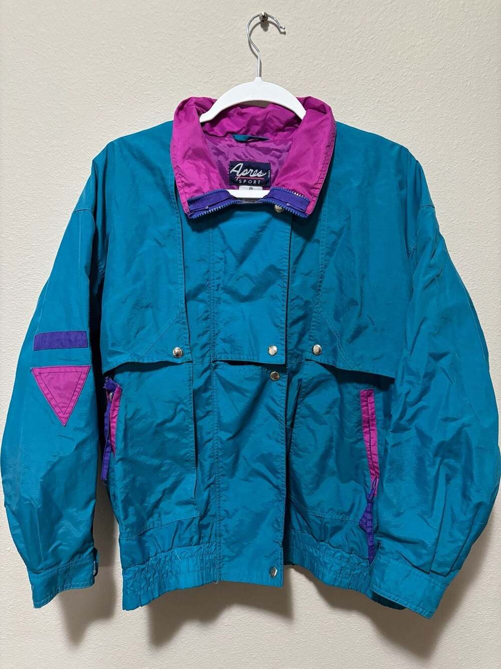 Apres Sport Women's Medium Blue and Pink Windbreaker Jacket